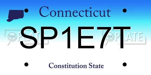 SP1E7T Connecticut License Plate