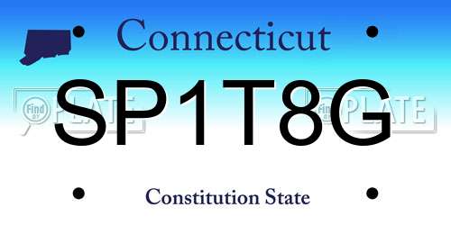 SP1T8G Connecticut License Plate