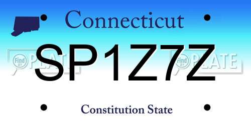 SP1Z7Z Connecticut License Plate