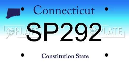 SP292 Connecticut License Plate