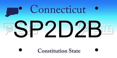SP2D2B Connecticut License Plate