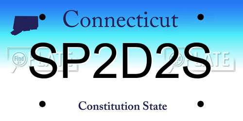 SP2D2S Connecticut License Plate