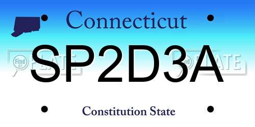 SP2D3A Connecticut License Plate