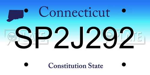 SP2J292 Connecticut License Plate