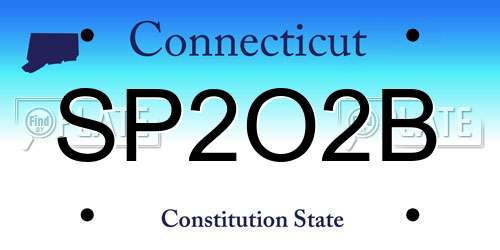 SP2O2B Connecticut License Plate