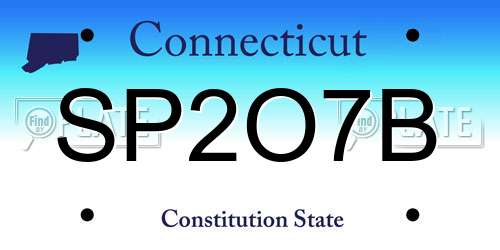 SP2O7B Connecticut License Plate