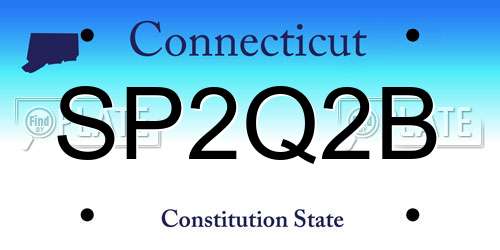 SP2Q2B Connecticut License Plate
