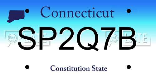 SP2Q7B Connecticut License Plate