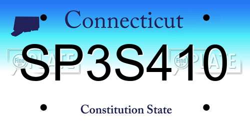 SP3S410 Connecticut License Plate