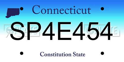 SP4E454 Connecticut License Plate
