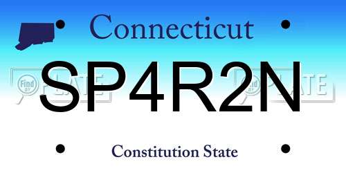 SP4R2N Connecticut License Plate