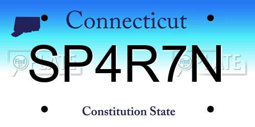 SP4R7N Connecticut License Plate