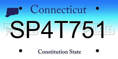 SP4T751 Connecticut License Plate