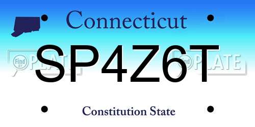 SP4Z6T Connecticut License Plate