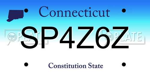 SP4Z6Z Connecticut License Plate