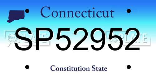 SP52952 Connecticut License Plate