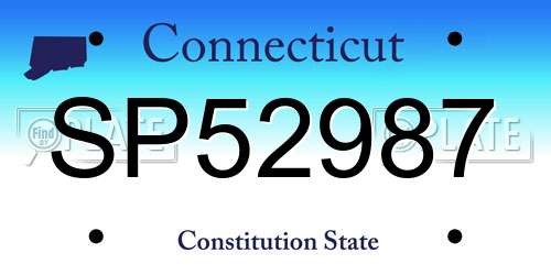 SP52987 Connecticut License Plate