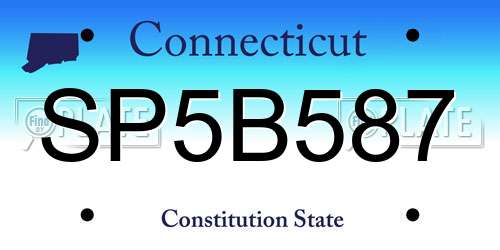 SP5B587 Connecticut License Plate
