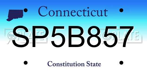 SP5B857 Connecticut License Plate