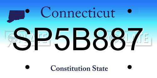 SP5B887 Connecticut License Plate