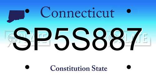SP5S887 Connecticut License Plate