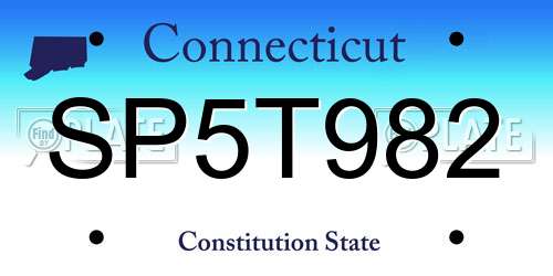 SP5T982 Connecticut License Plate