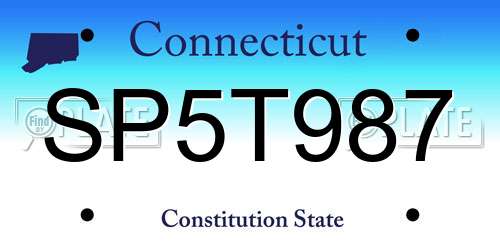 SP5T987 Connecticut License Plate