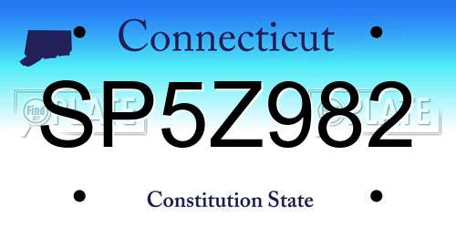 SP5Z982 Connecticut License Plate