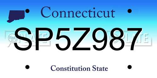 SP5Z987 Connecticut License Plate