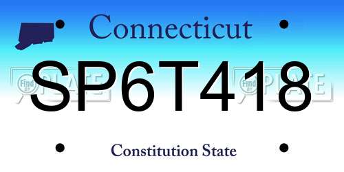 SP6T418 Connecticut License Plate