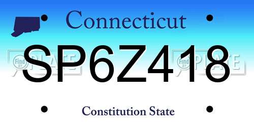 SP6Z418 Connecticut License Plate
