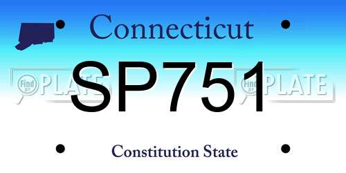 SP751 Connecticut License Plate