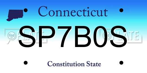 SP7B0S Connecticut License Plate