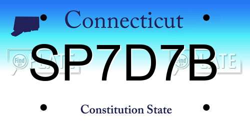 SP7D7B Connecticut License Plate