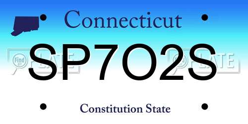 SP7O2S Connecticut License Plate