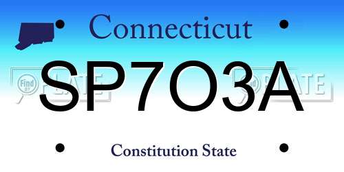SP7O3A Connecticut License Plate