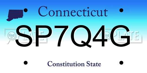 SP7Q4G Connecticut License Plate