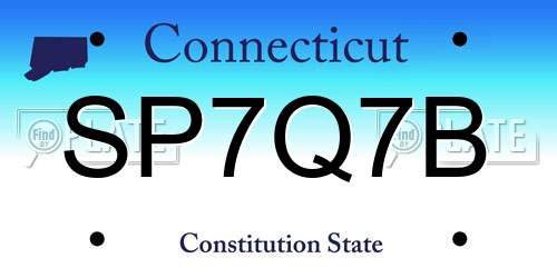SP7Q7B Connecticut License Plate