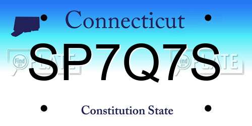 SP7Q7S Connecticut License Plate