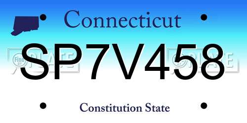 SP7V458 Connecticut License Plate