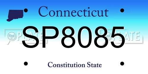 SP8085 Connecticut License Plate