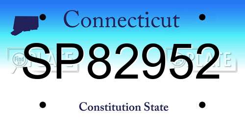 SP82952 Connecticut License Plate