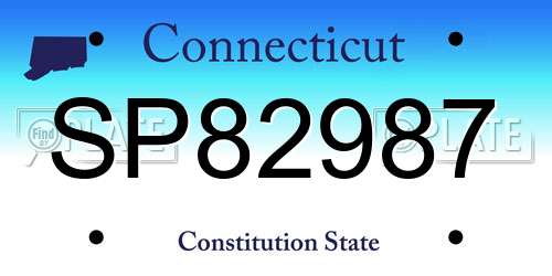 SP82987 Connecticut License Plate