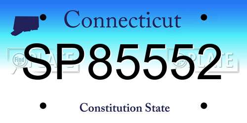 SP85552 Connecticut License Plate