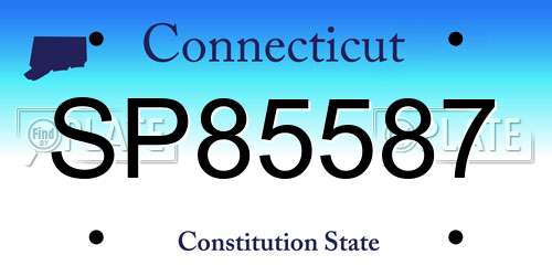 SP85587 Connecticut License Plate