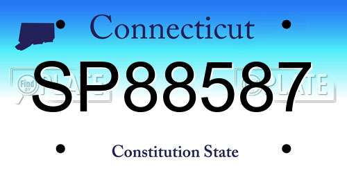 SP88587 Connecticut License Plate