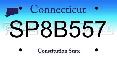 SP8B557 Connecticut License Plate