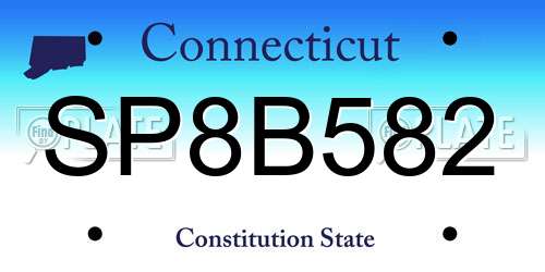 SP8B582 Connecticut License Plate