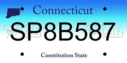 SP8B587 Connecticut License Plate