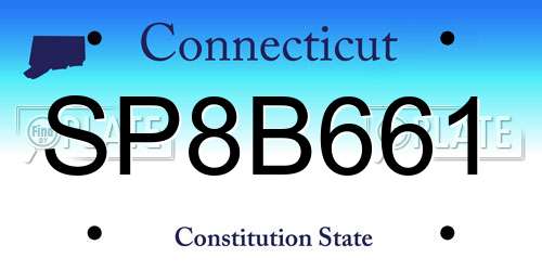 SP8B661 Connecticut License Plate